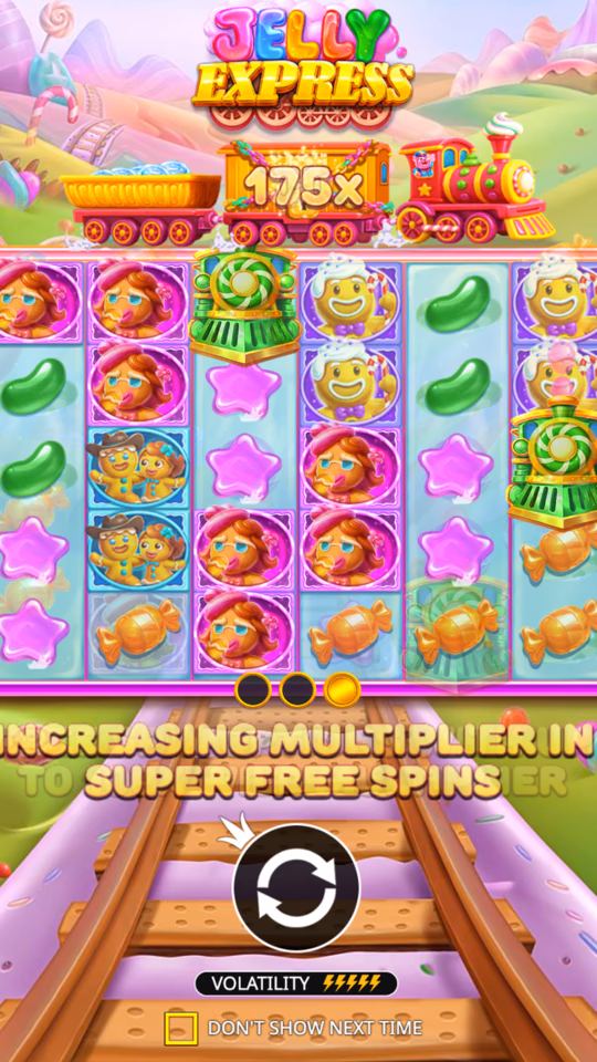 Jelly Express demo slot running in a mobile portrait layout